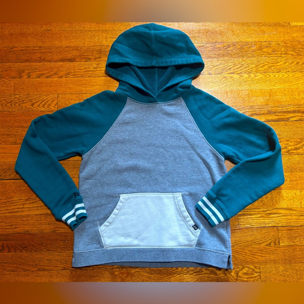 Fox Racing Hoodie Sweatshirt Thermal Lined Outdoors Green Color Block (Small)